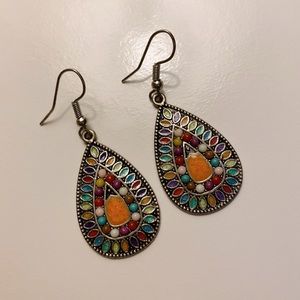 Boho Multicolor Colorful Dangle Earrings